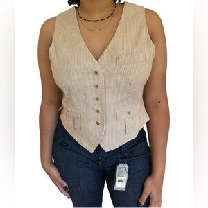 👠TALBOTS PIN STRIPE VEST… PETITES…Sz 10…NWT…